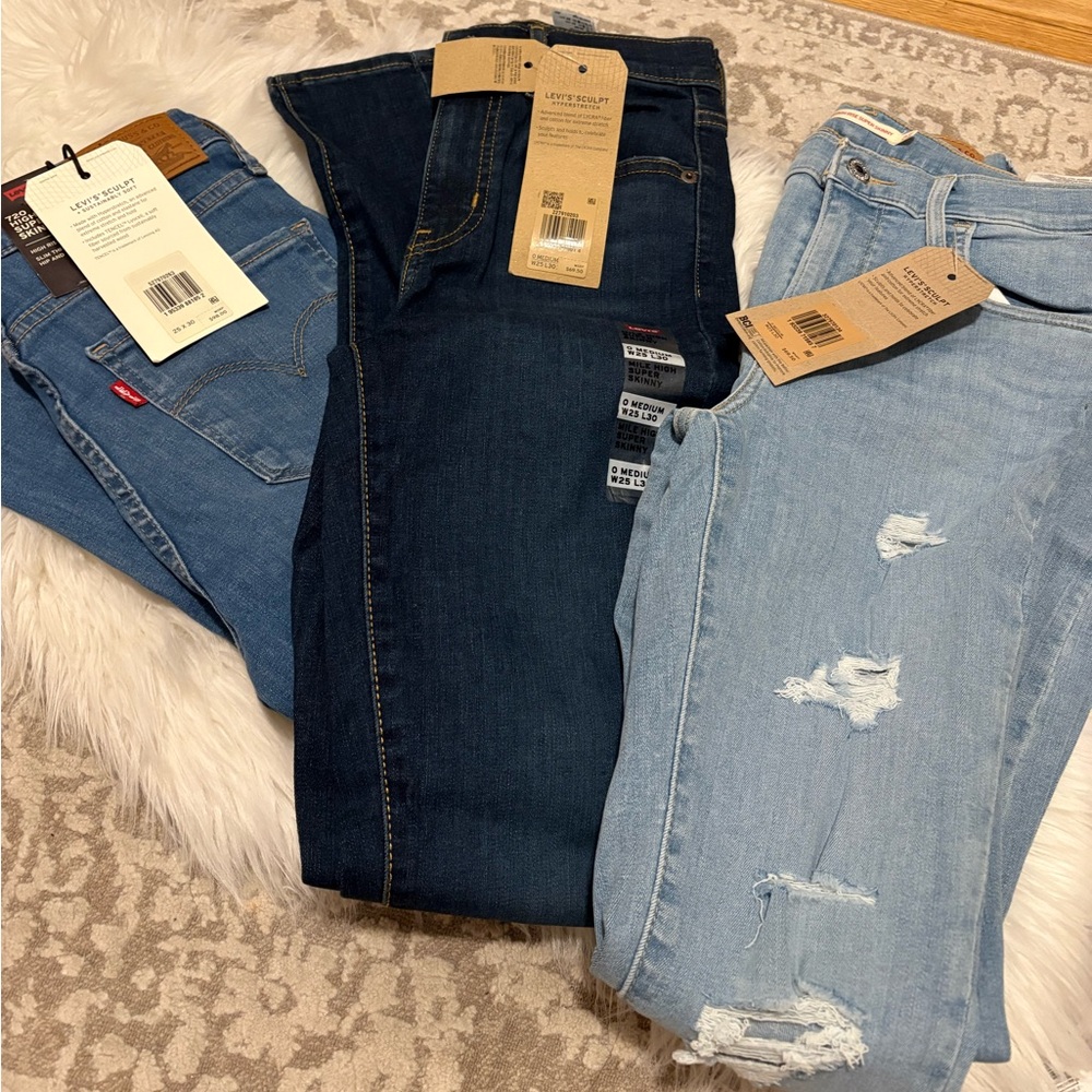 Levi’s super skinny jeans, 3 pairs